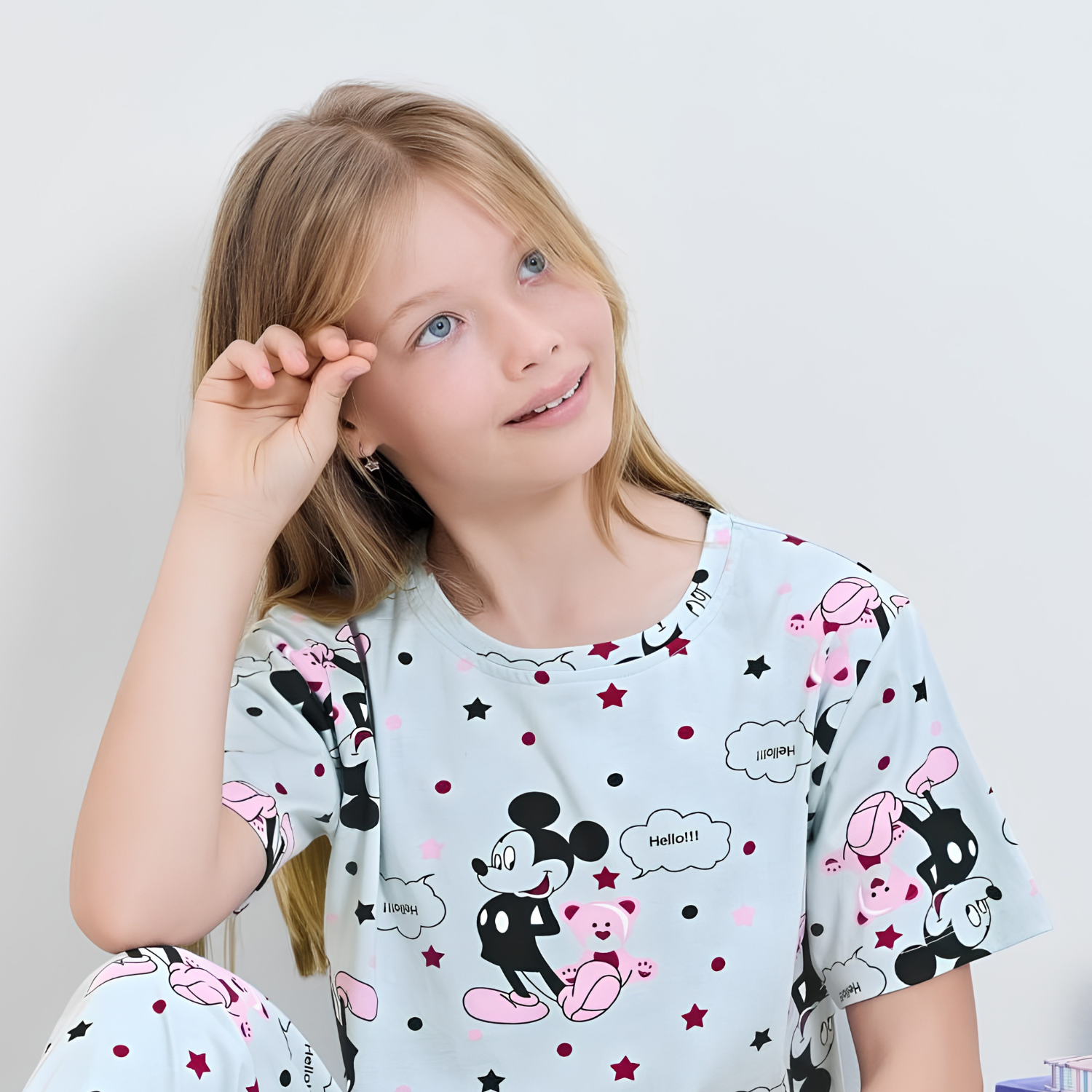 Girls blue printed night suit