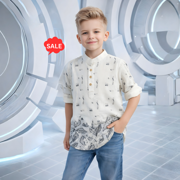 Boys Chinese Collar Cotton Shirt (Extra 10% OFF @ Checkout)