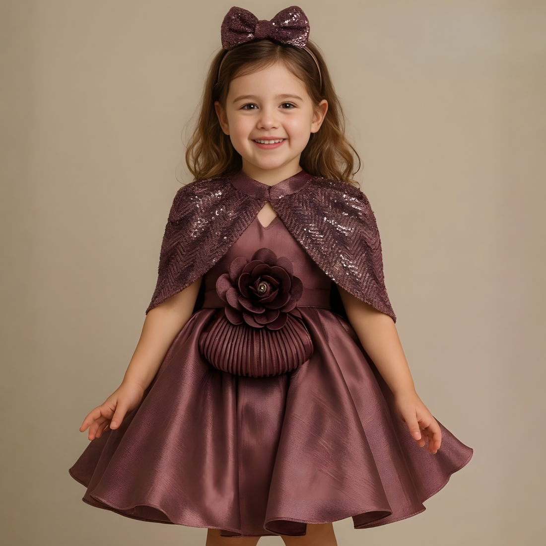 Stylish Wine Party Wear Girls Frock