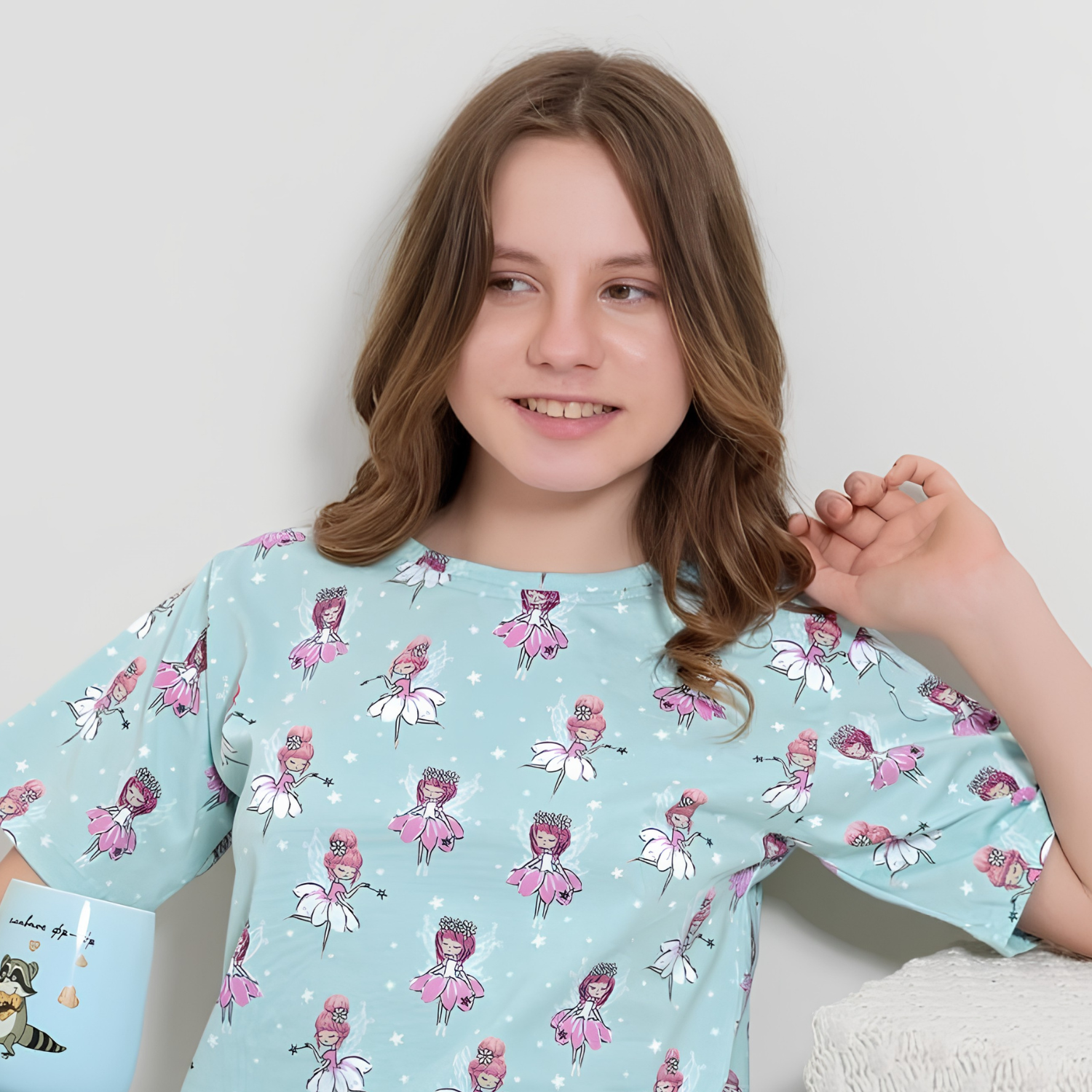 Girls blue printed night suit