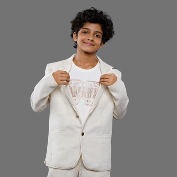 Trendy Solid Fawn Blazer For Boys