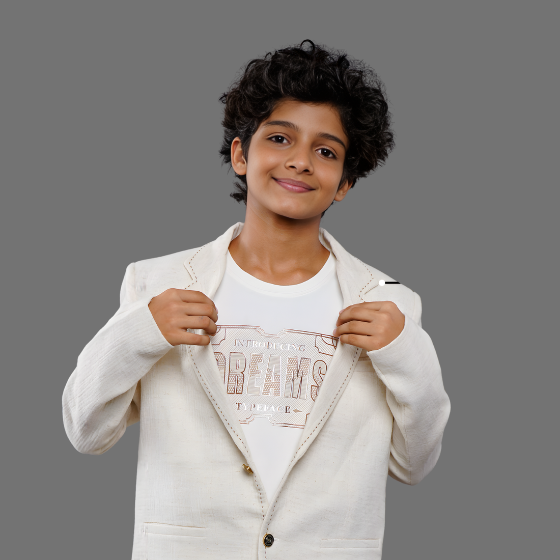 Trendy Solid Fawn Blazer For Boys
