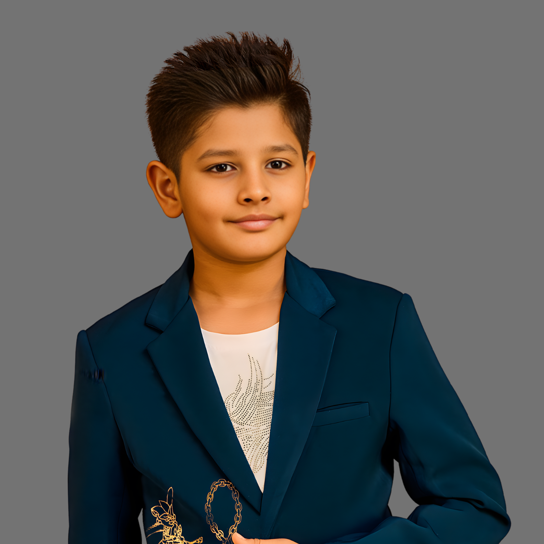 Boys Green Horse Print Wedding Blazer