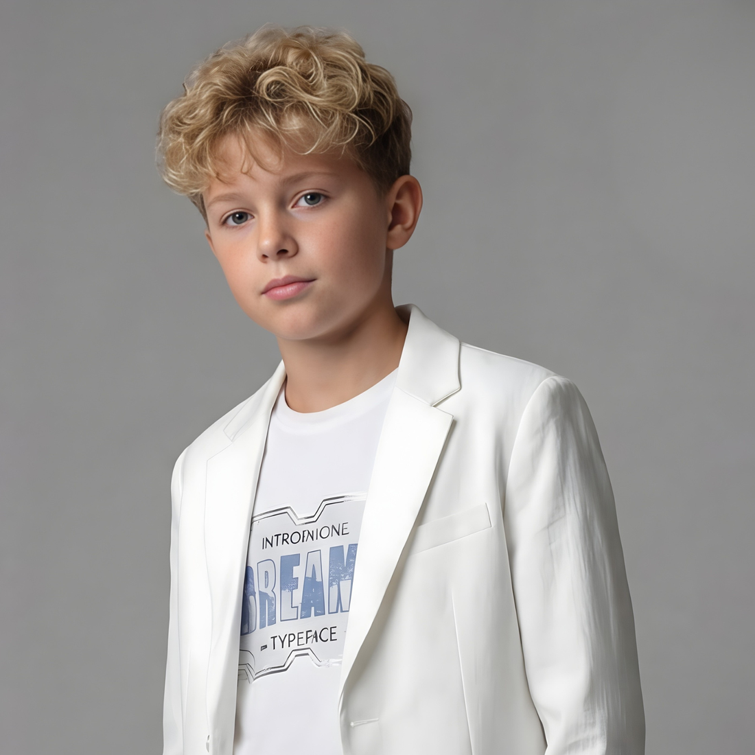 Boys White Regular Fit Party Blazer