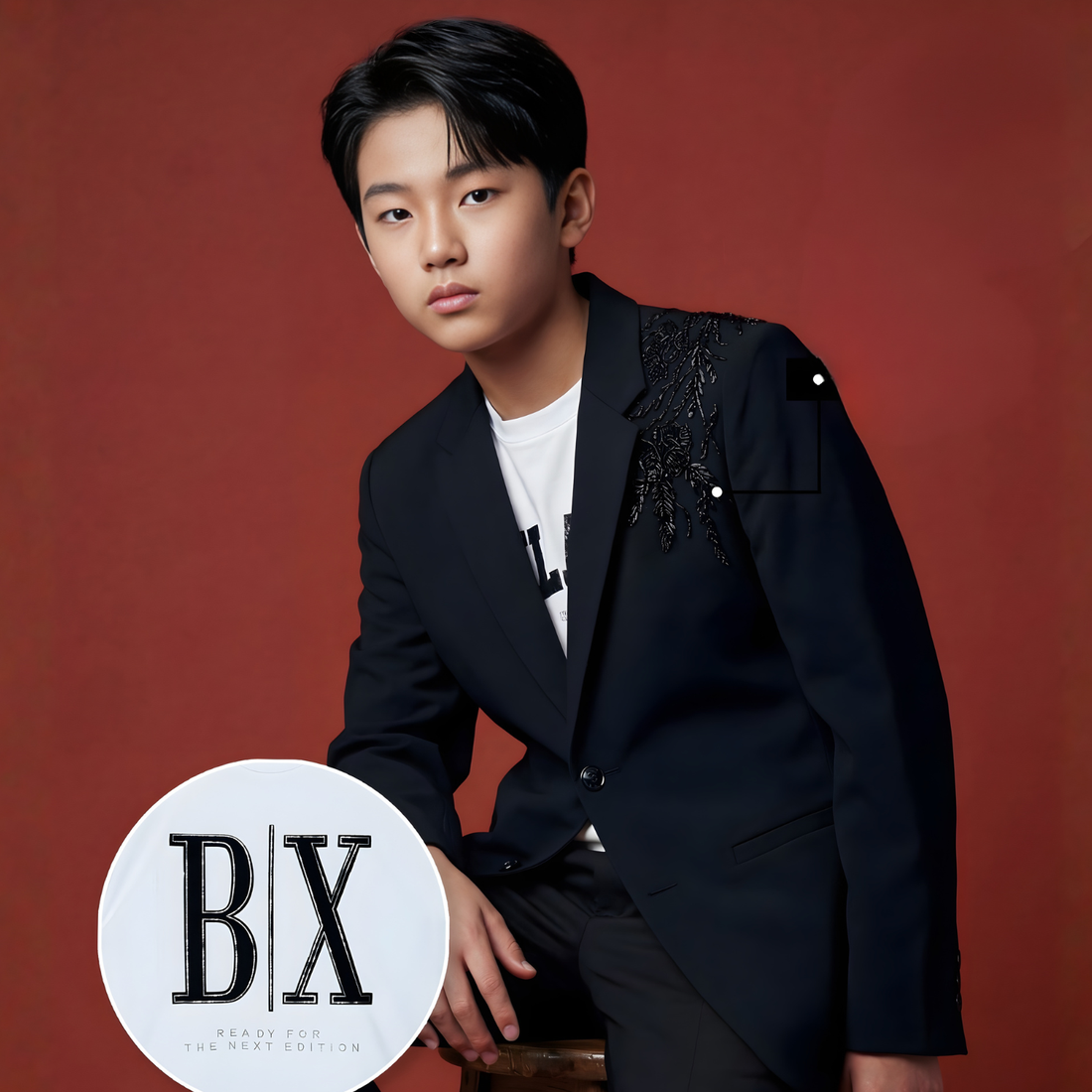 Boys Black Stylish Comfort Fit Blazer with T-Shirt