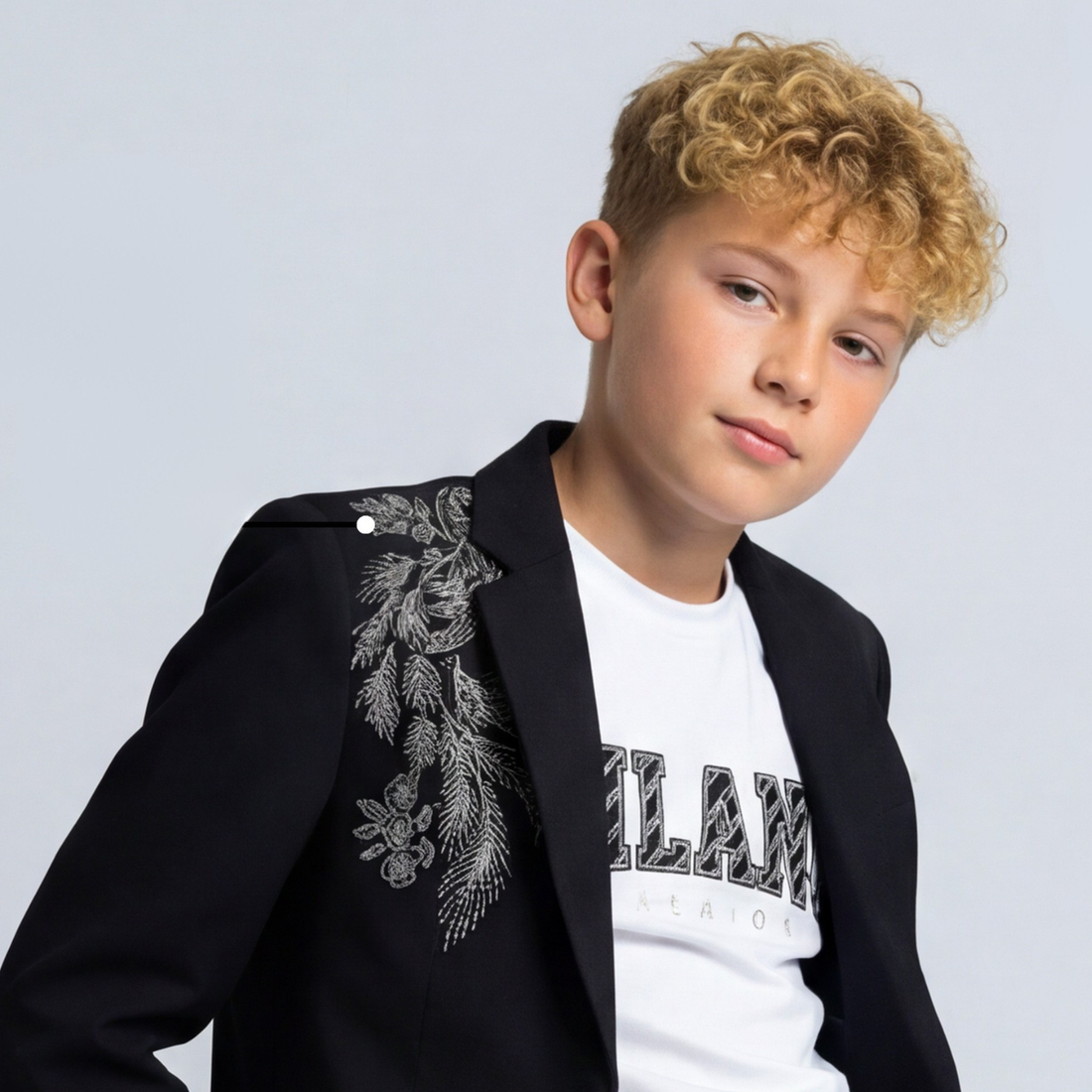 Boys Black Stylish Comfort Fit Blazer with T-Shirt