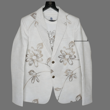Stylish Fawn Printed Slim Fit Blazer