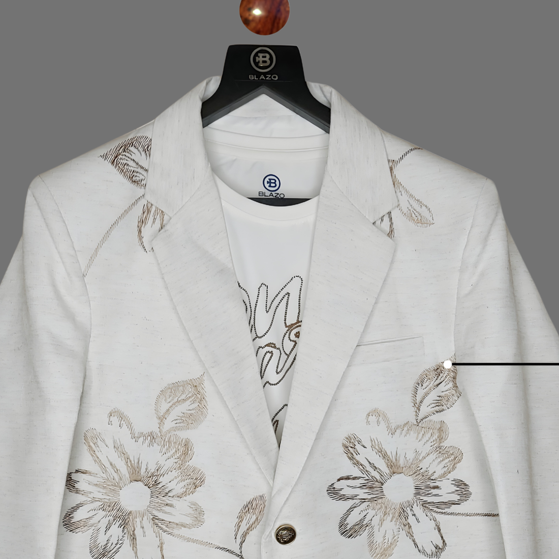 Stylish Fawn Printed Slim Fit Blazer