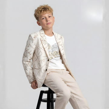 Stylish Fawn Printed Slim Fit Blazer