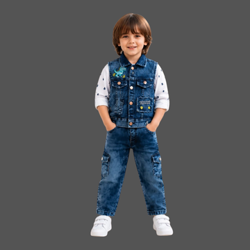 Blue Boys Festive & Party Jacket And Pant Set