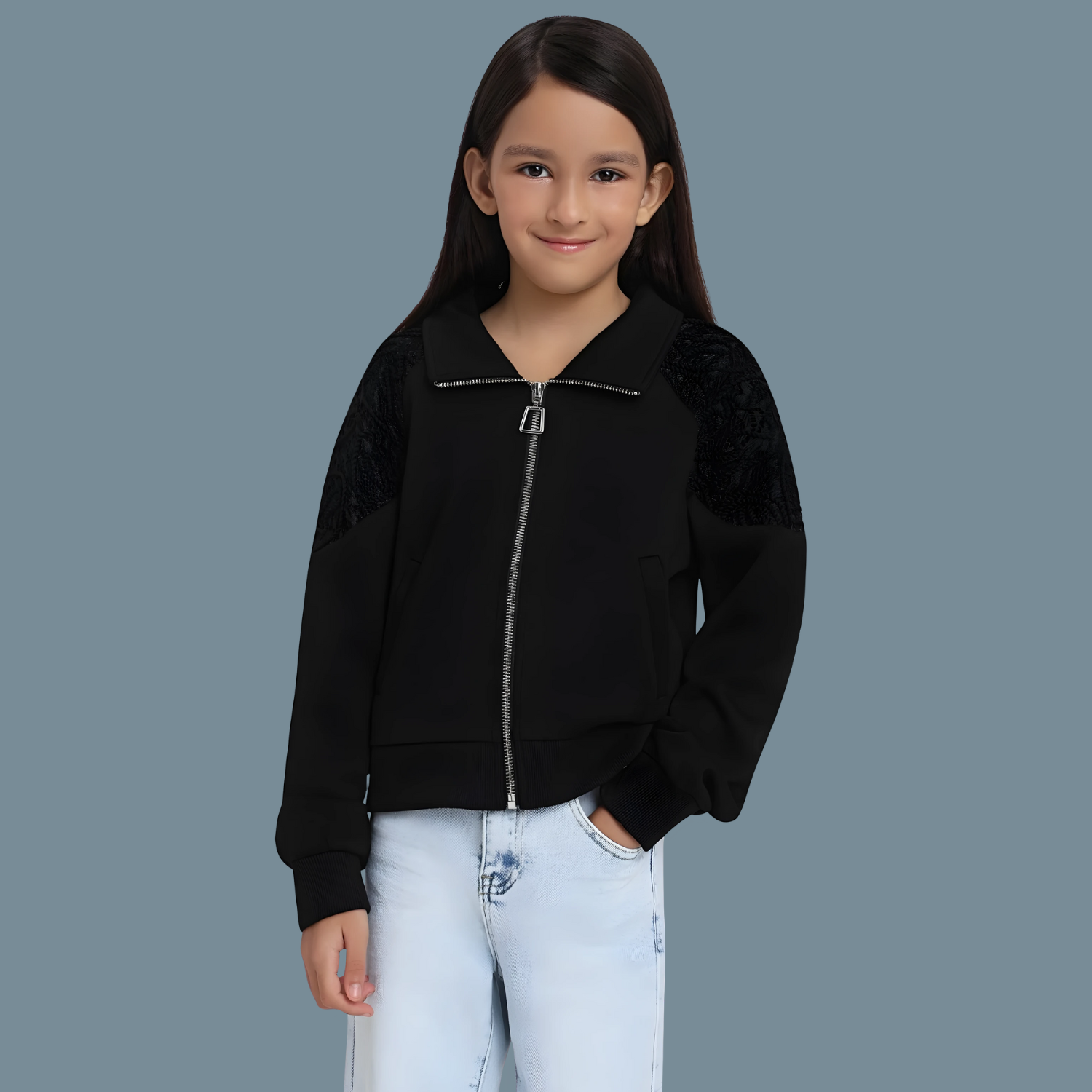 Girls Stylish Black Full Sleeves Jacket
