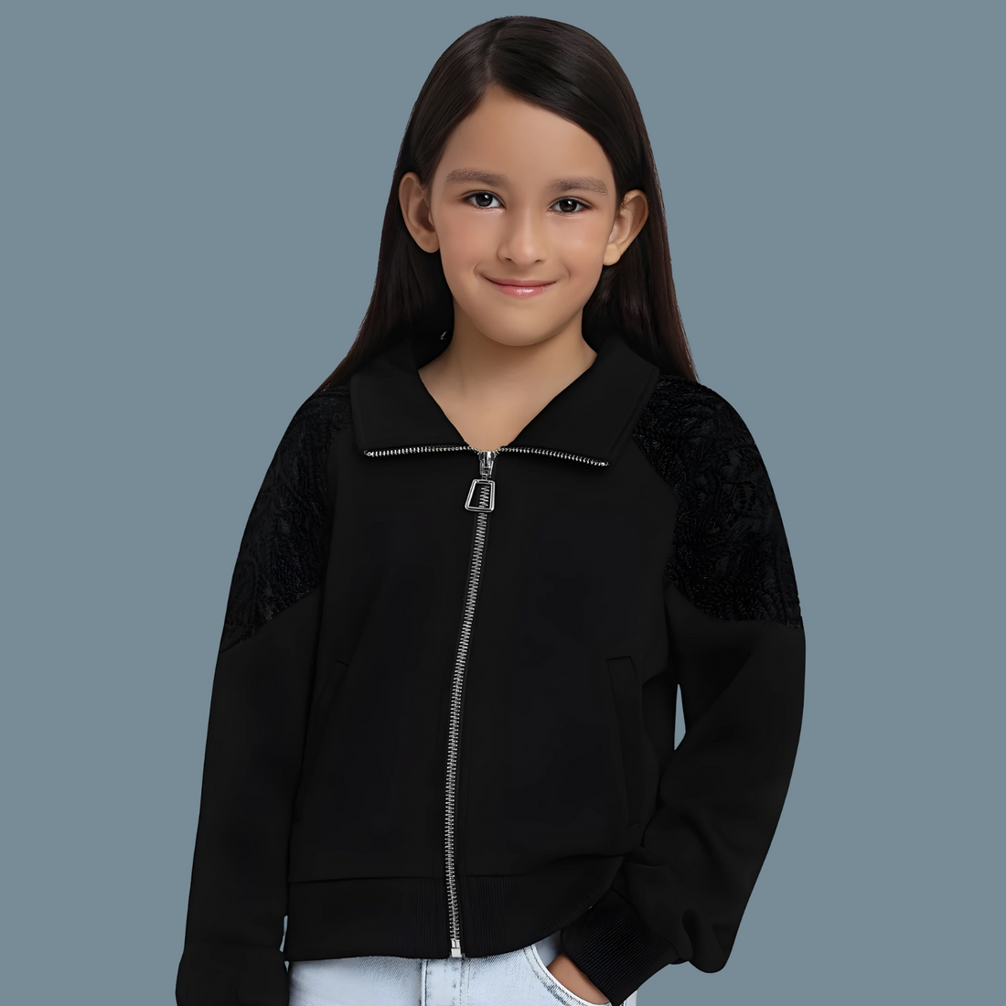 Girls Stylish Black Full Sleeves Jacket