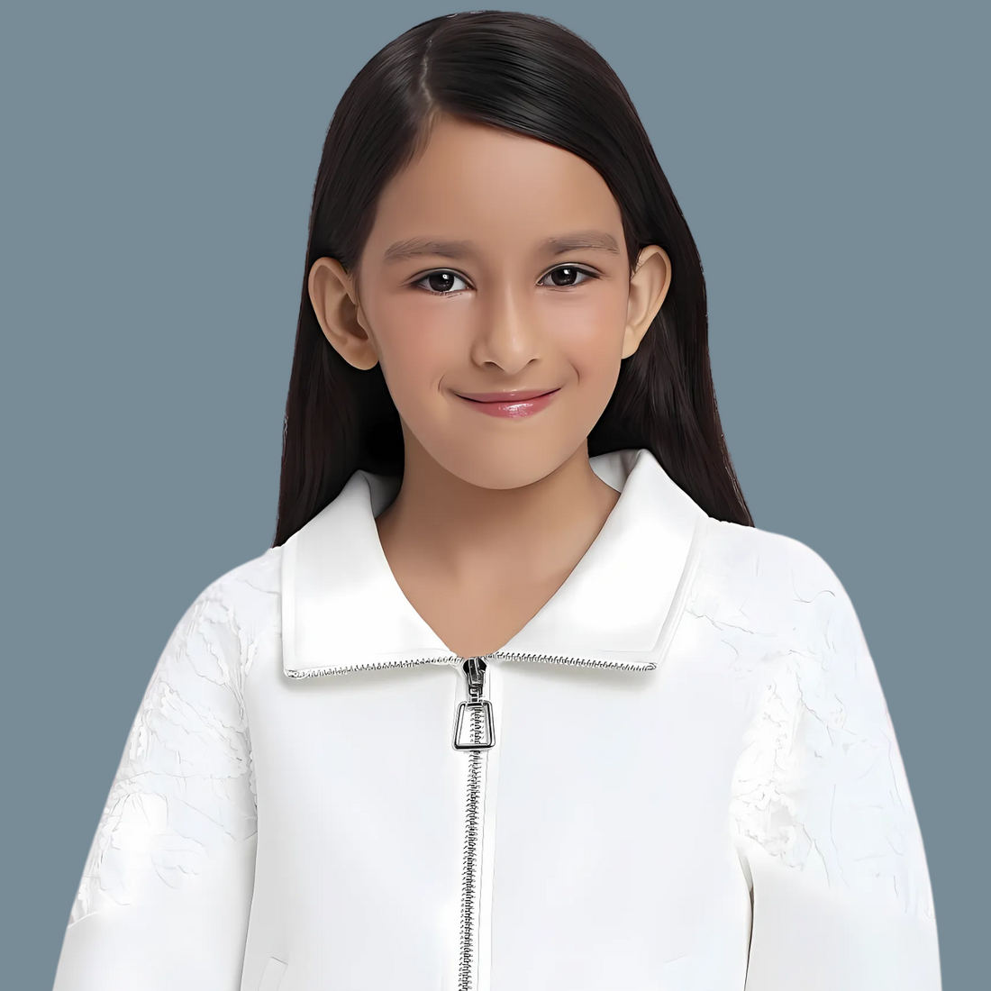 Girls Stylish White Full Sleeves Jacket