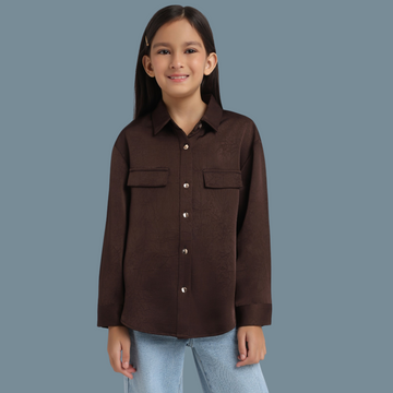 Girls Brown Stylish Full Sleeve shirt
