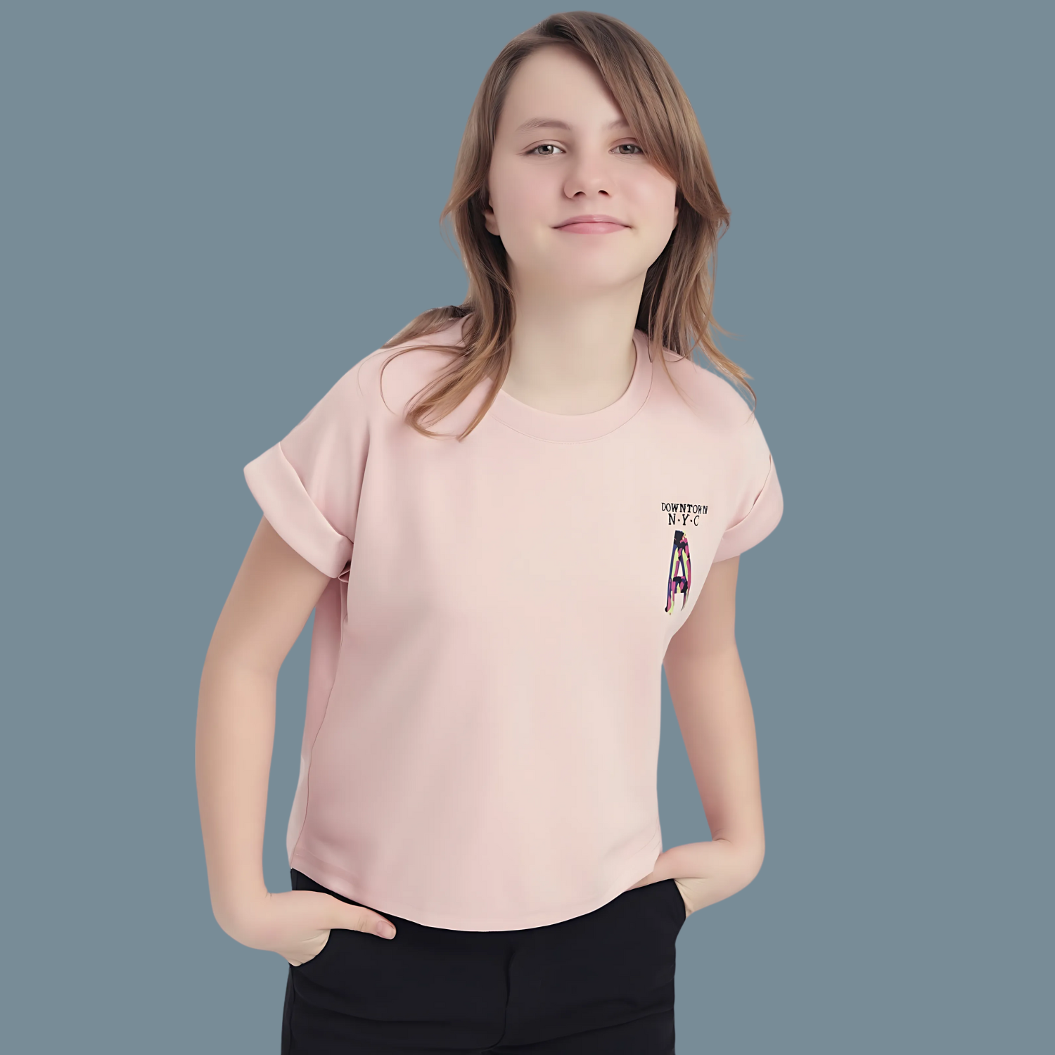 Pink Short Sleeves Round Neck Top