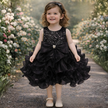 "Trendy Black Party Wear Baby Girl Frock