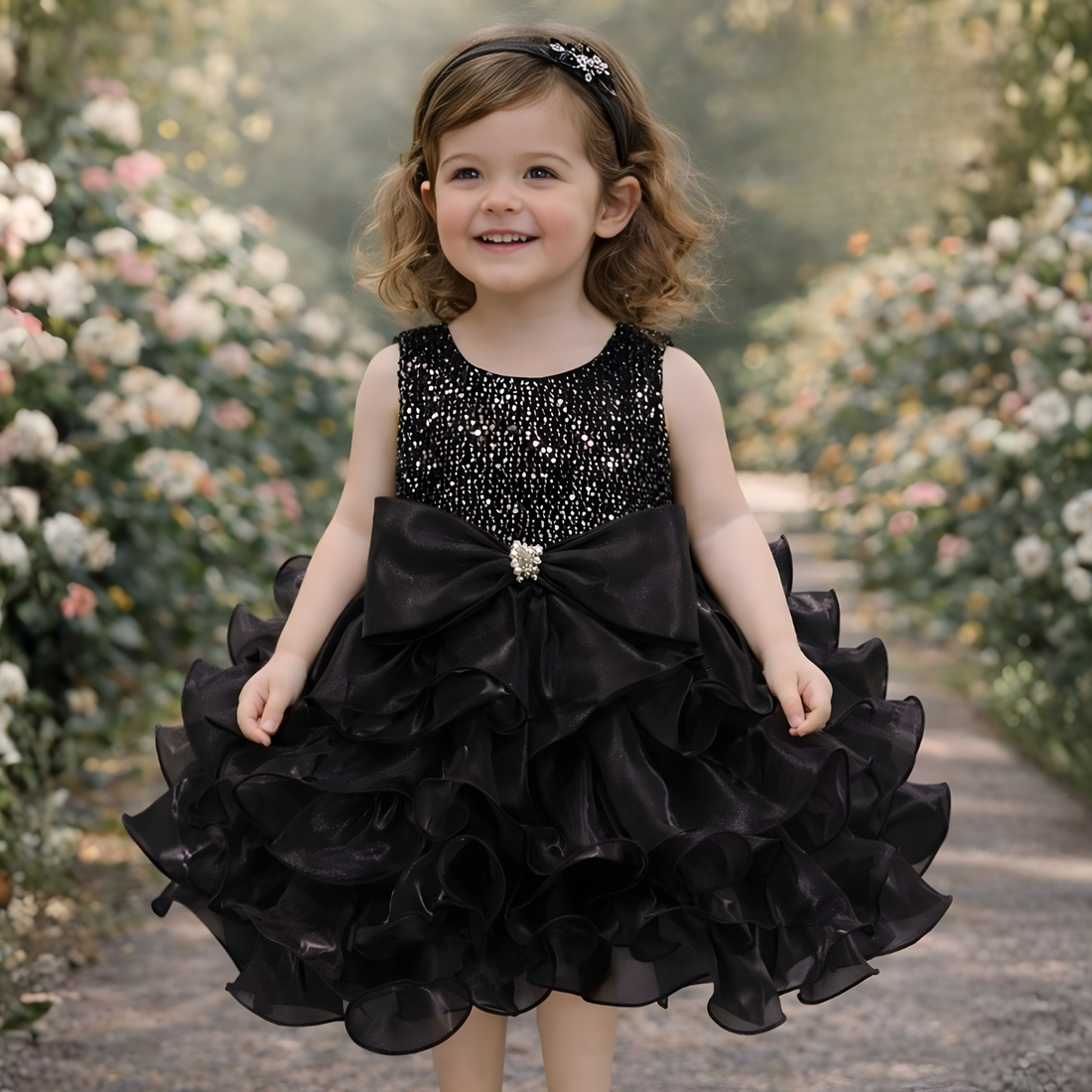 "Trendy Black Party Wear Baby Girl Frock