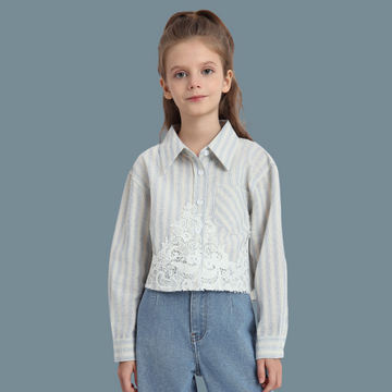 French Lace Patchwork Short Shirt For Girls