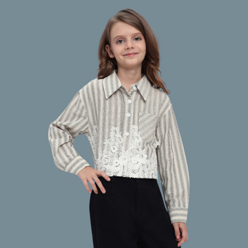 French Lace Patchwork Short Shirt For Girls