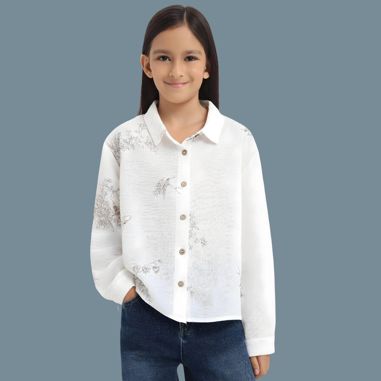 Girls Cotton embroidery Stylish Shirt