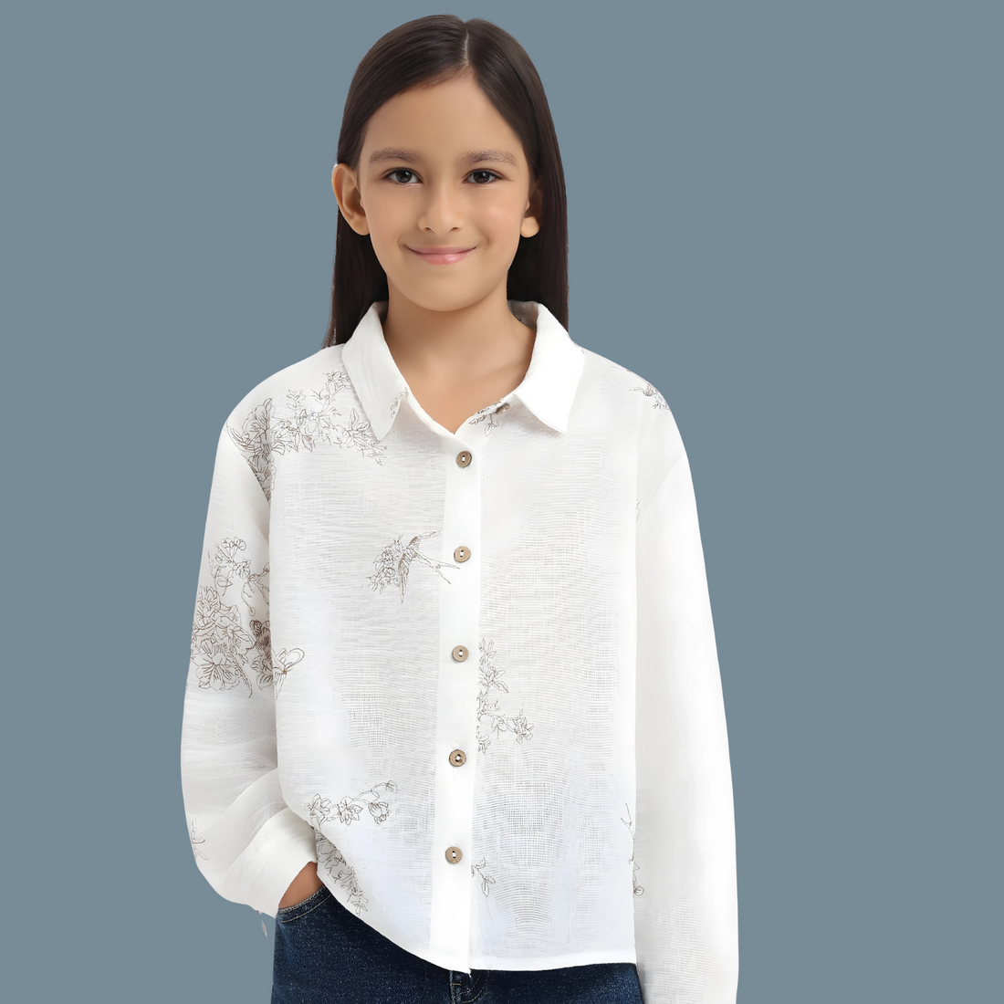 Girls Cotton embroidery Stylish Shirt