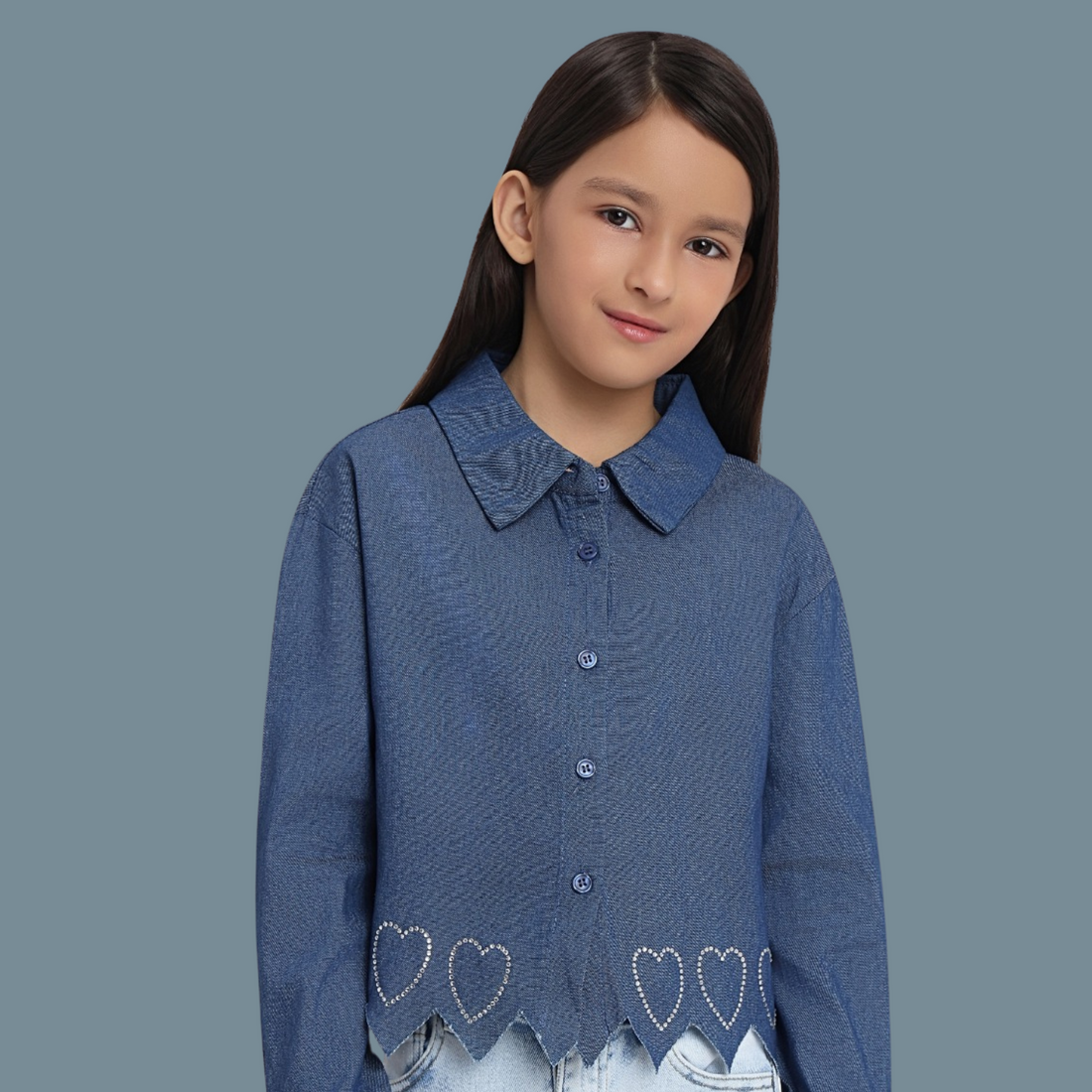 Fashion Popular Simple Denim Shirt for Girls