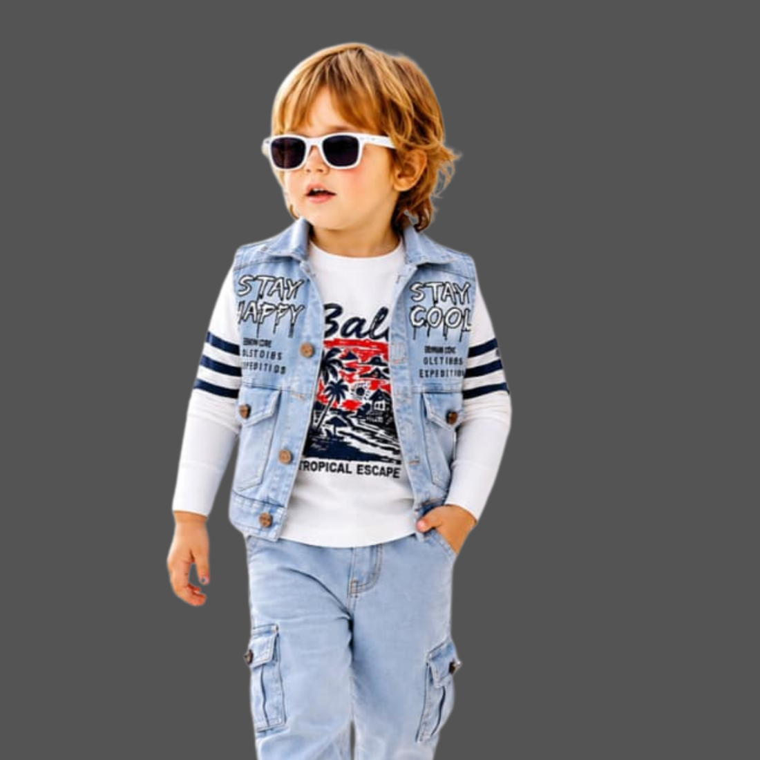 Light Blue Boys Festive & Party Jacket And Pant Set