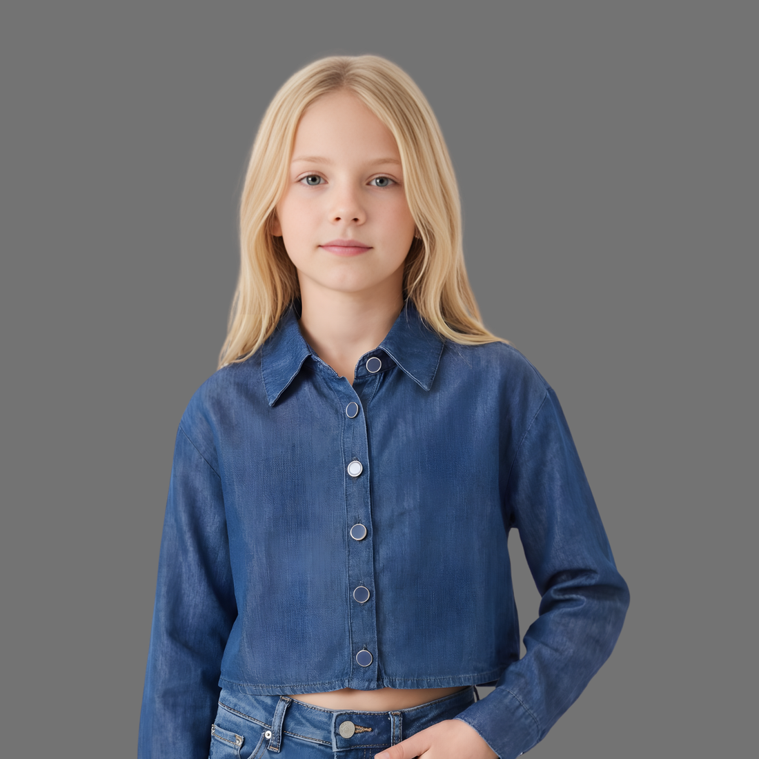 Girls Stylish Fashionable Blue Shirt