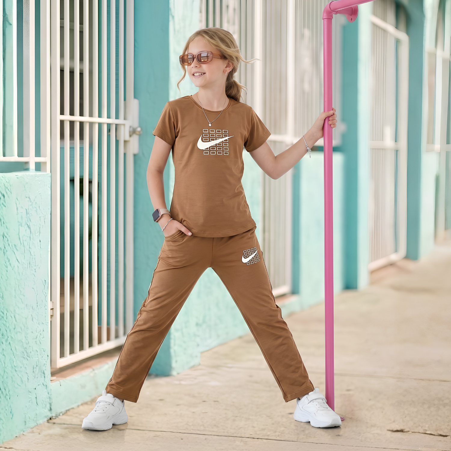 Girls maroon sleeveless co-ord set