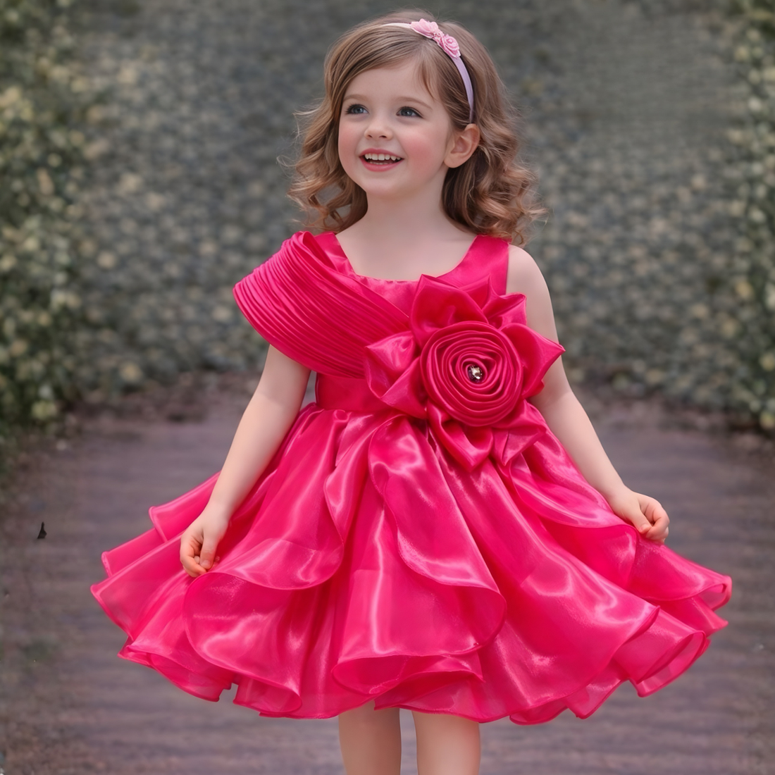 Floral Embellished Party Wear Frock For Girls