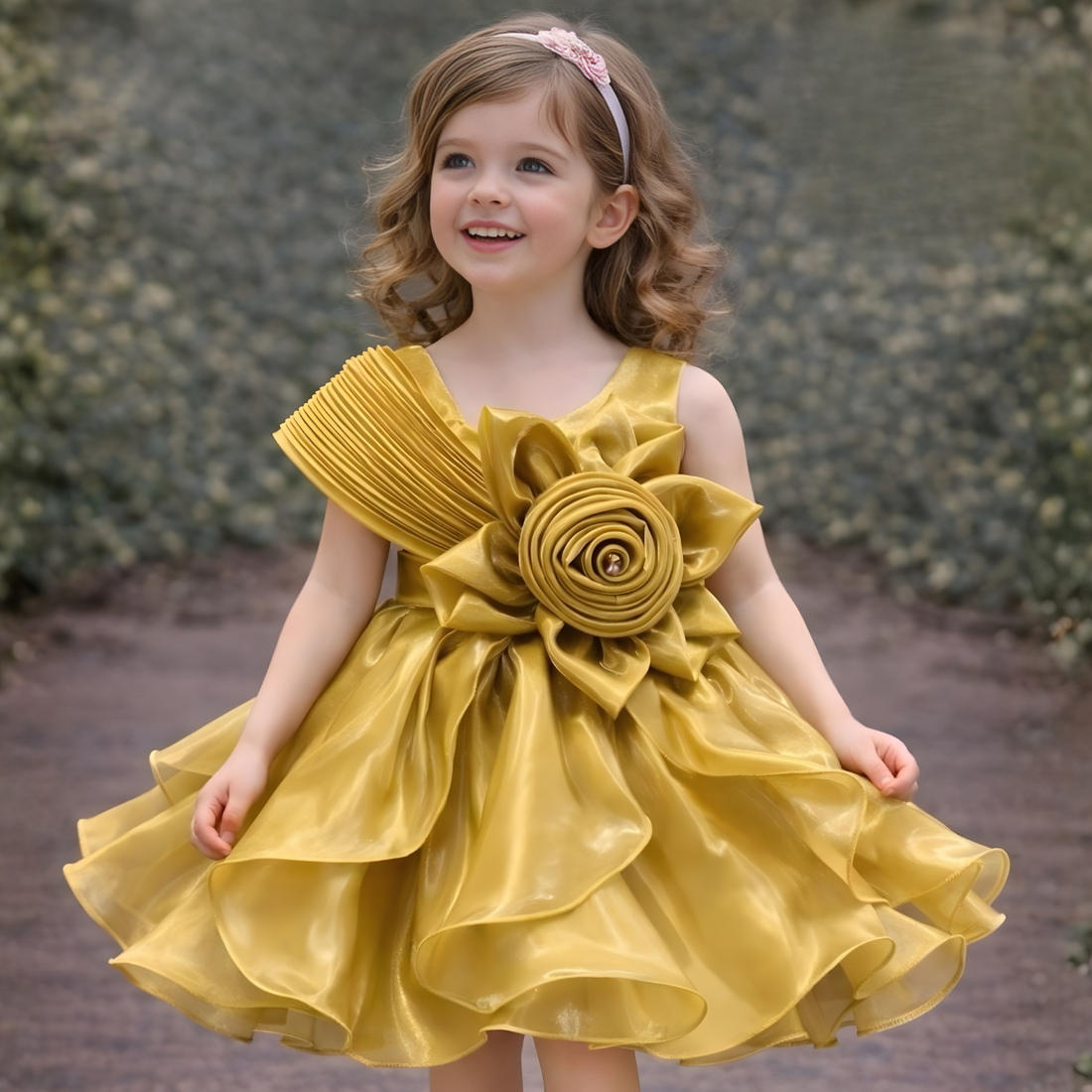 Floral Embellished Party Wear Frock For Girls