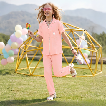 Girls Trendy Pink Night Suit Co-Ord Set