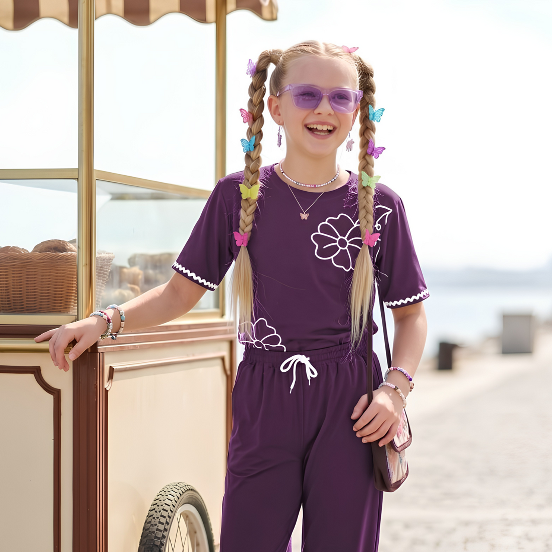 Girls purple co-ord night suit full view
