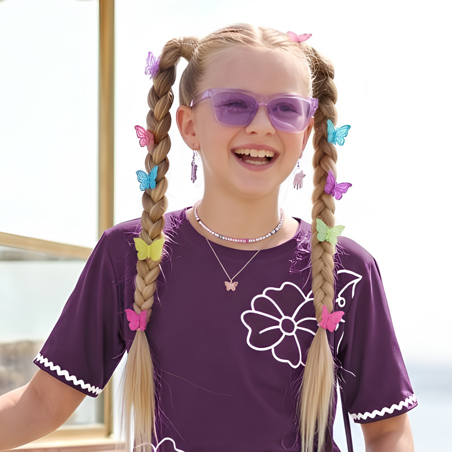 Girls purple co-ord night suit close-up