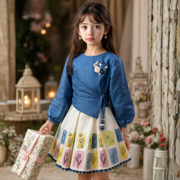 Stylish Girls Chiffon Top & Skirt Set