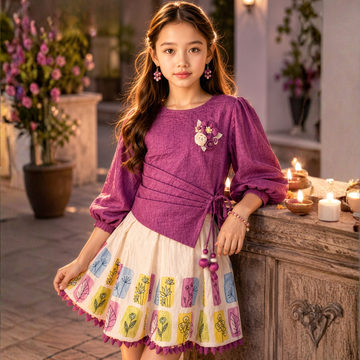 Stylish Girls Chiffon Top & Skirt Set