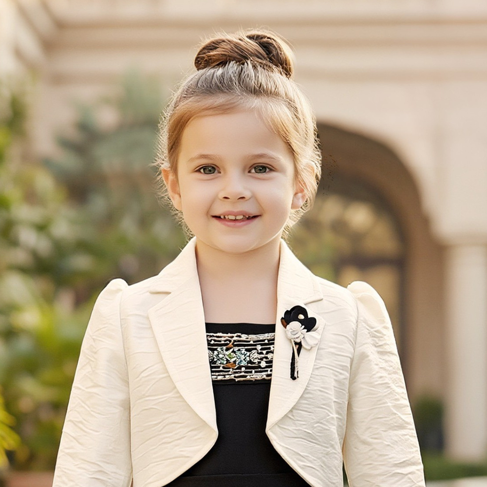 Stylish Black Skirt Top Set And Overcoat For Girls