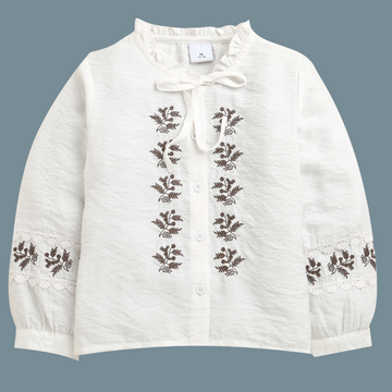 Girls White  Embroidered Top