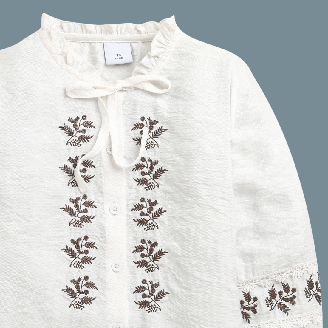 Girls White  Embroidered Top