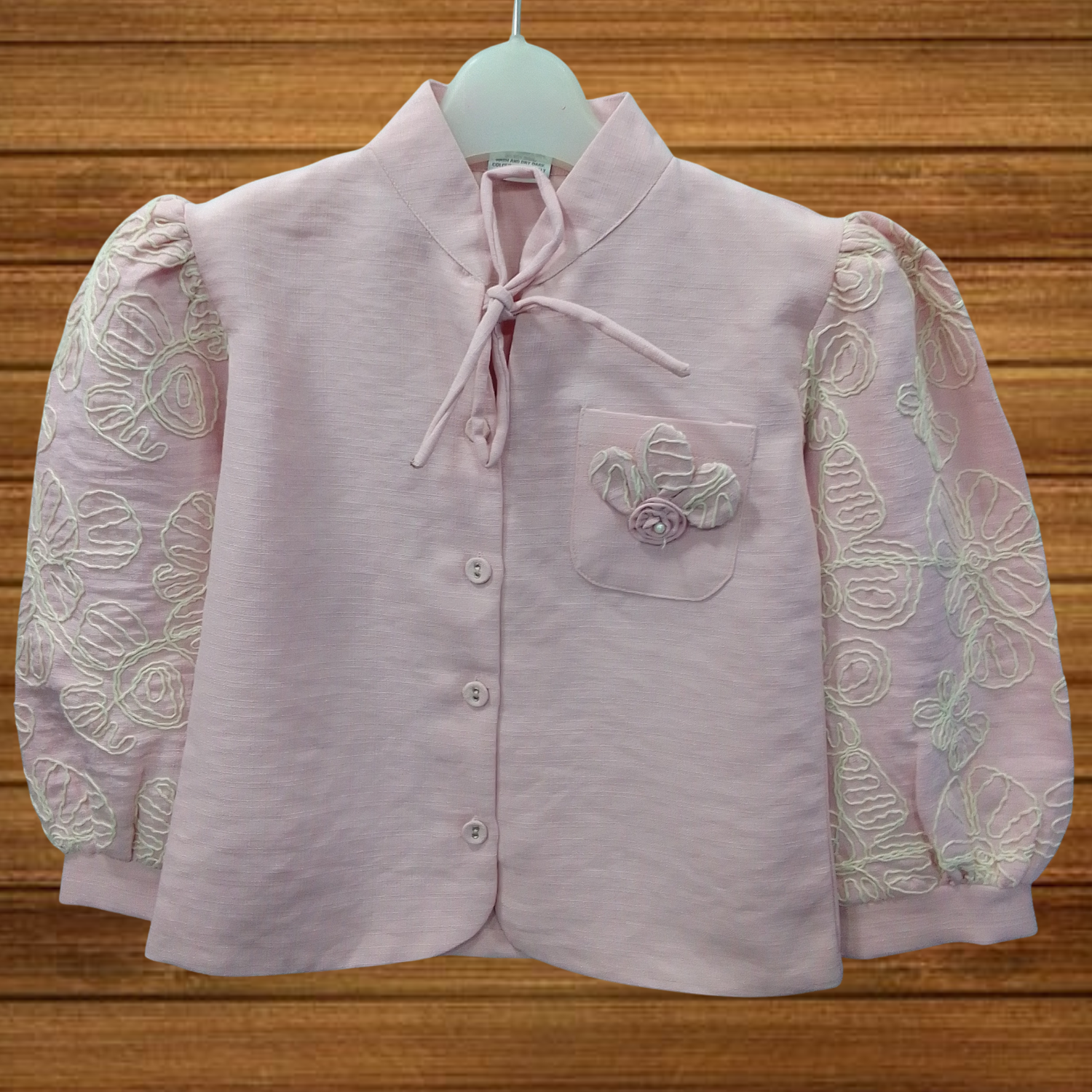 Girls Stylish Peeach Embroidered Top