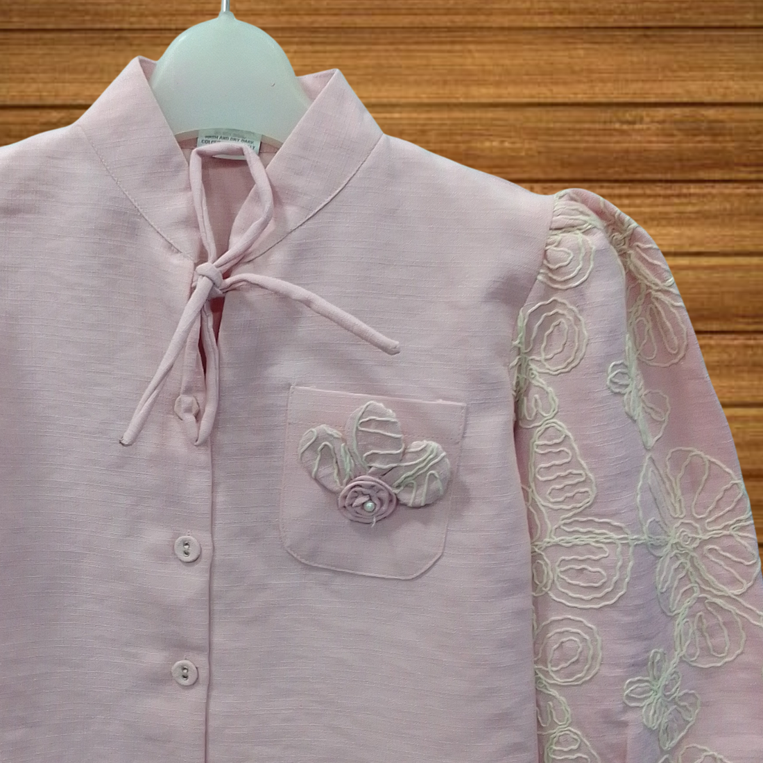 Girls Stylish Peeach Embroidered Top