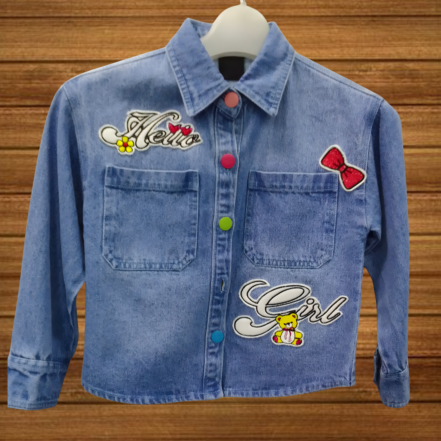 Embellished Cotton Collared Girls Top