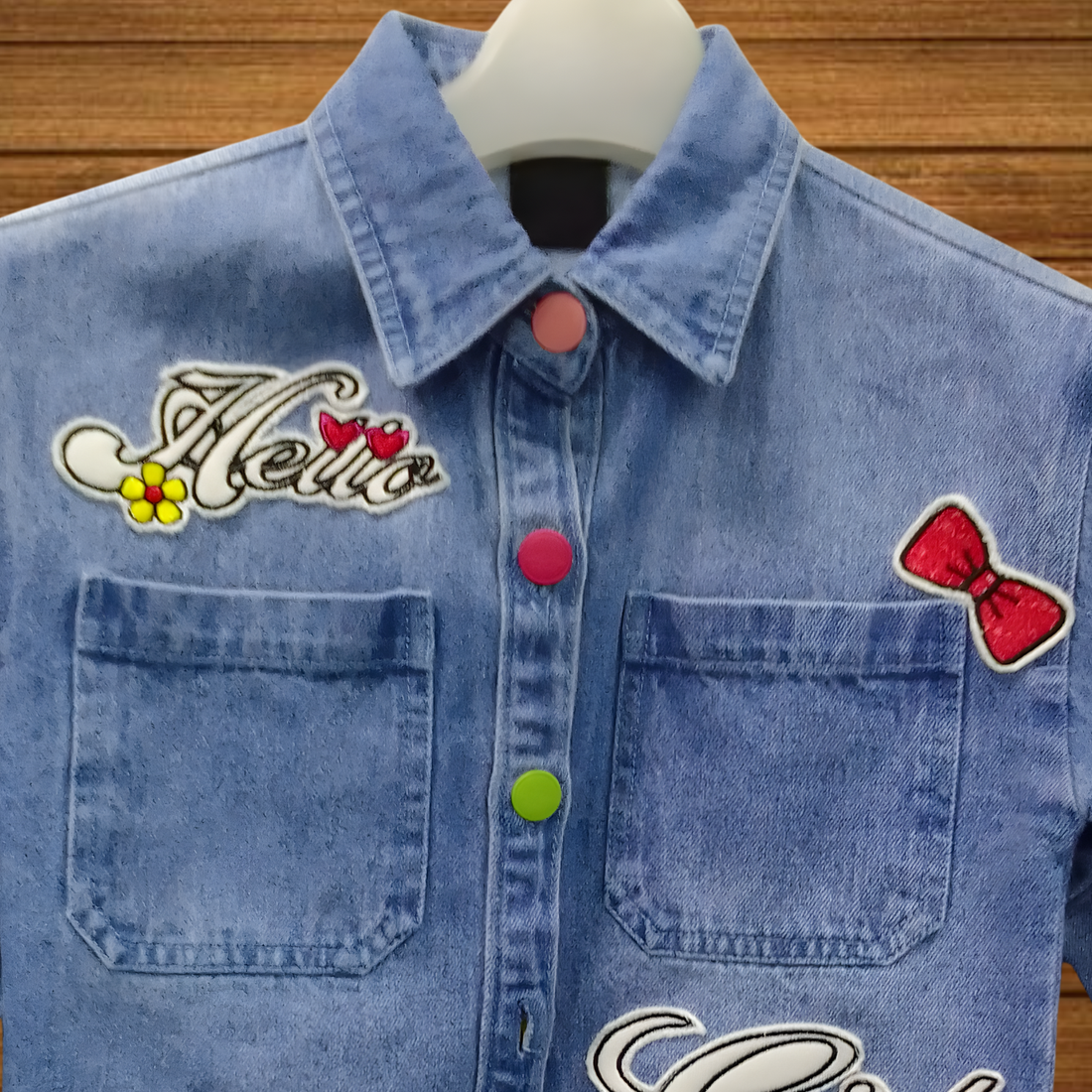 Embellished Cotton Collared Girls Top