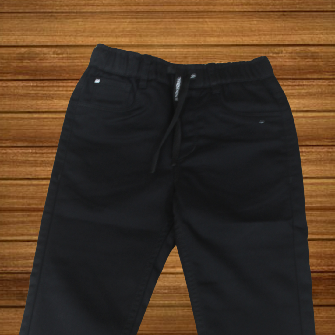 Solid Black Cotton Denim Jeans For Boys