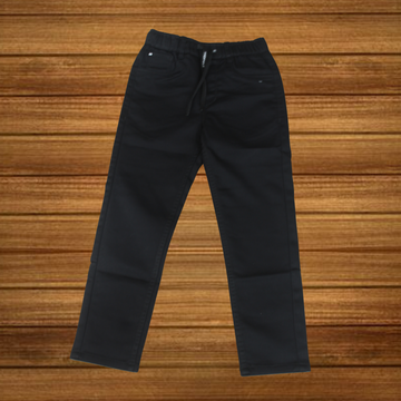 Solid Black Cotton Denim Jeans For Boys