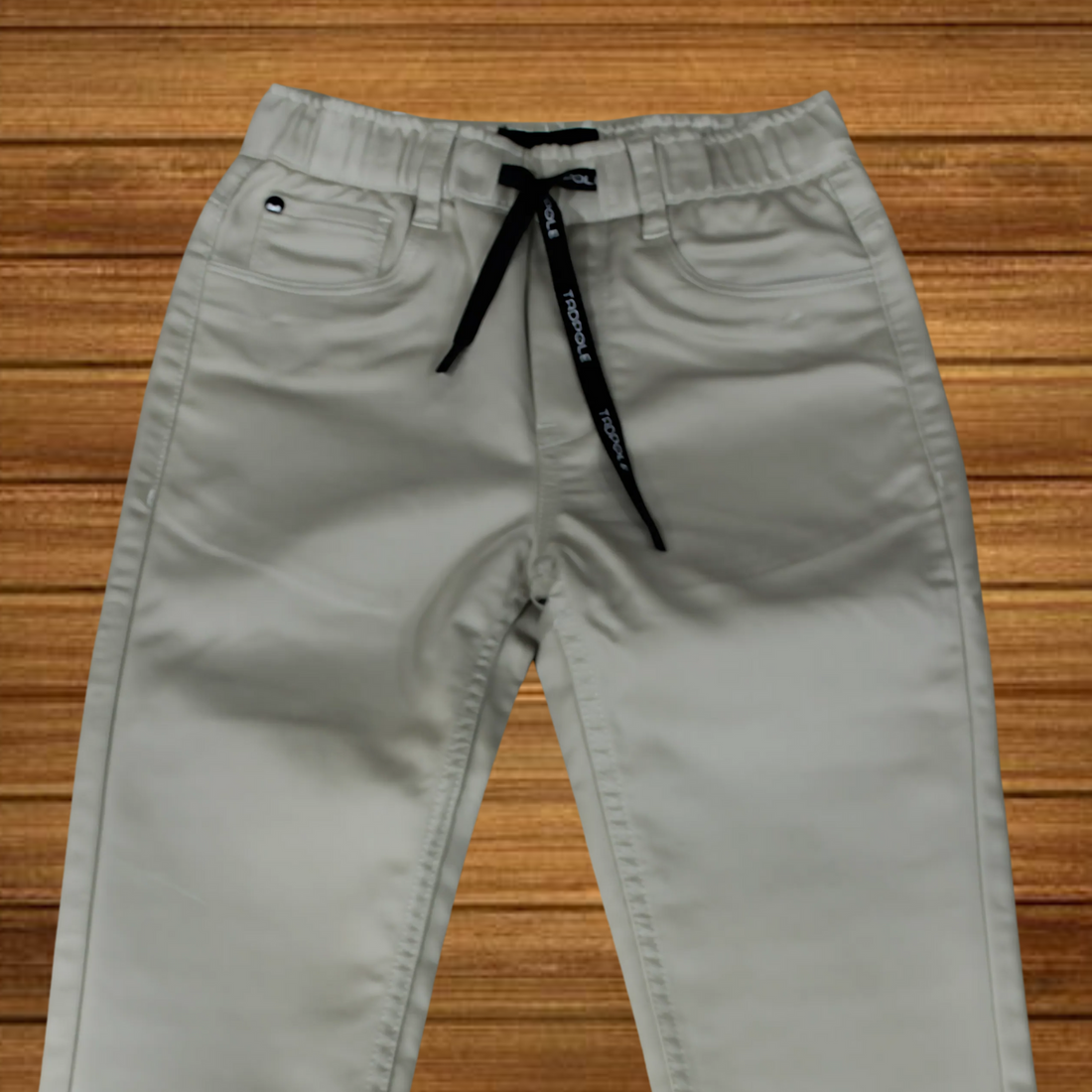 Solid Fawn Cotton Denim Jeans For Boys