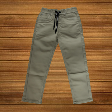 Solid Khaki Cotton Denim Jeans For Boys
