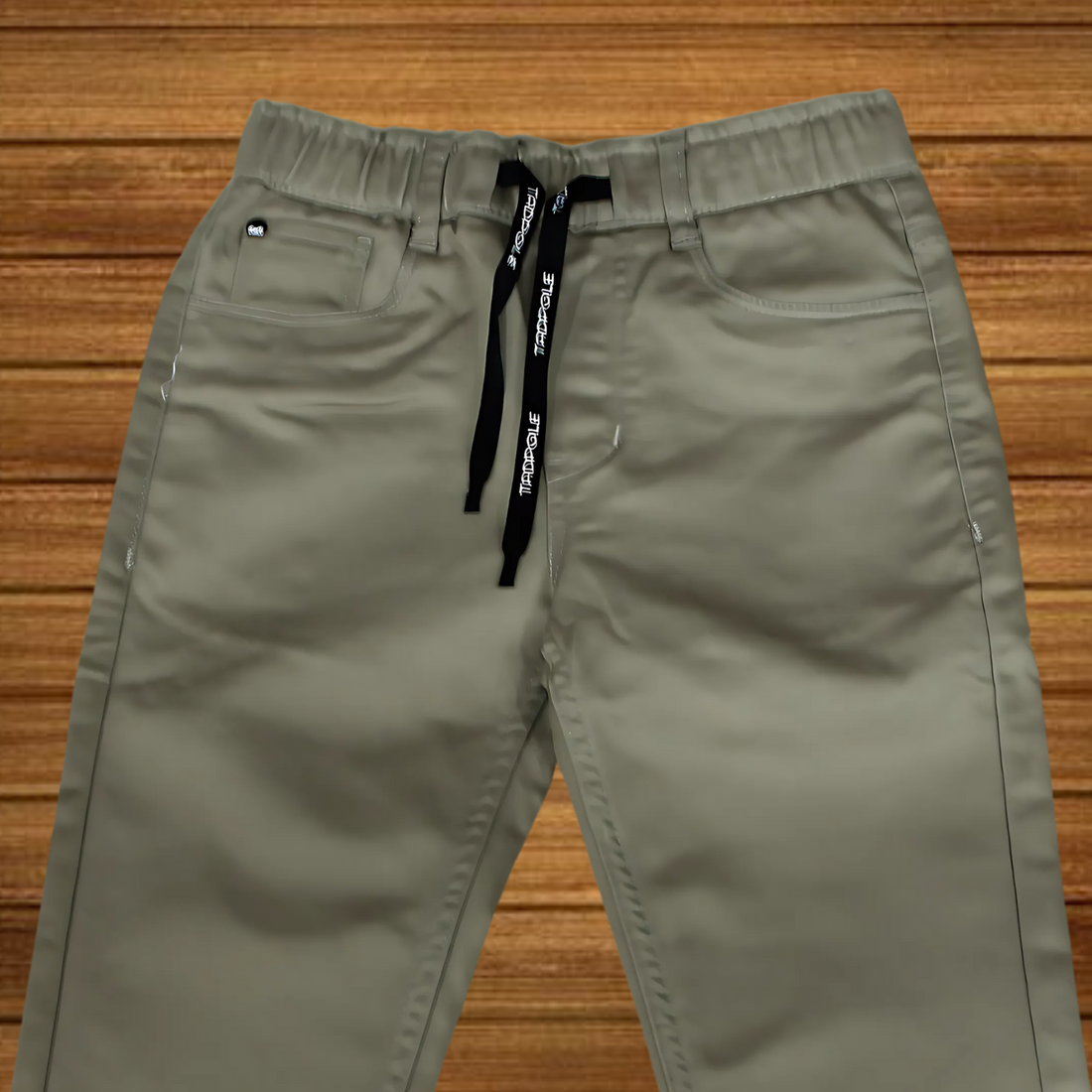 Solid Khaki Cotton Denim Jeans For Boys
