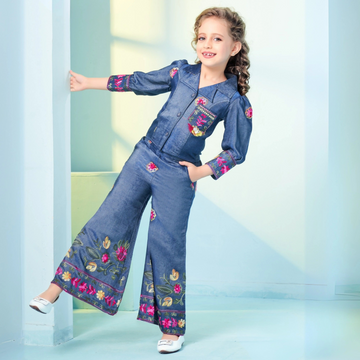New Trending Girls Denim Coat Set