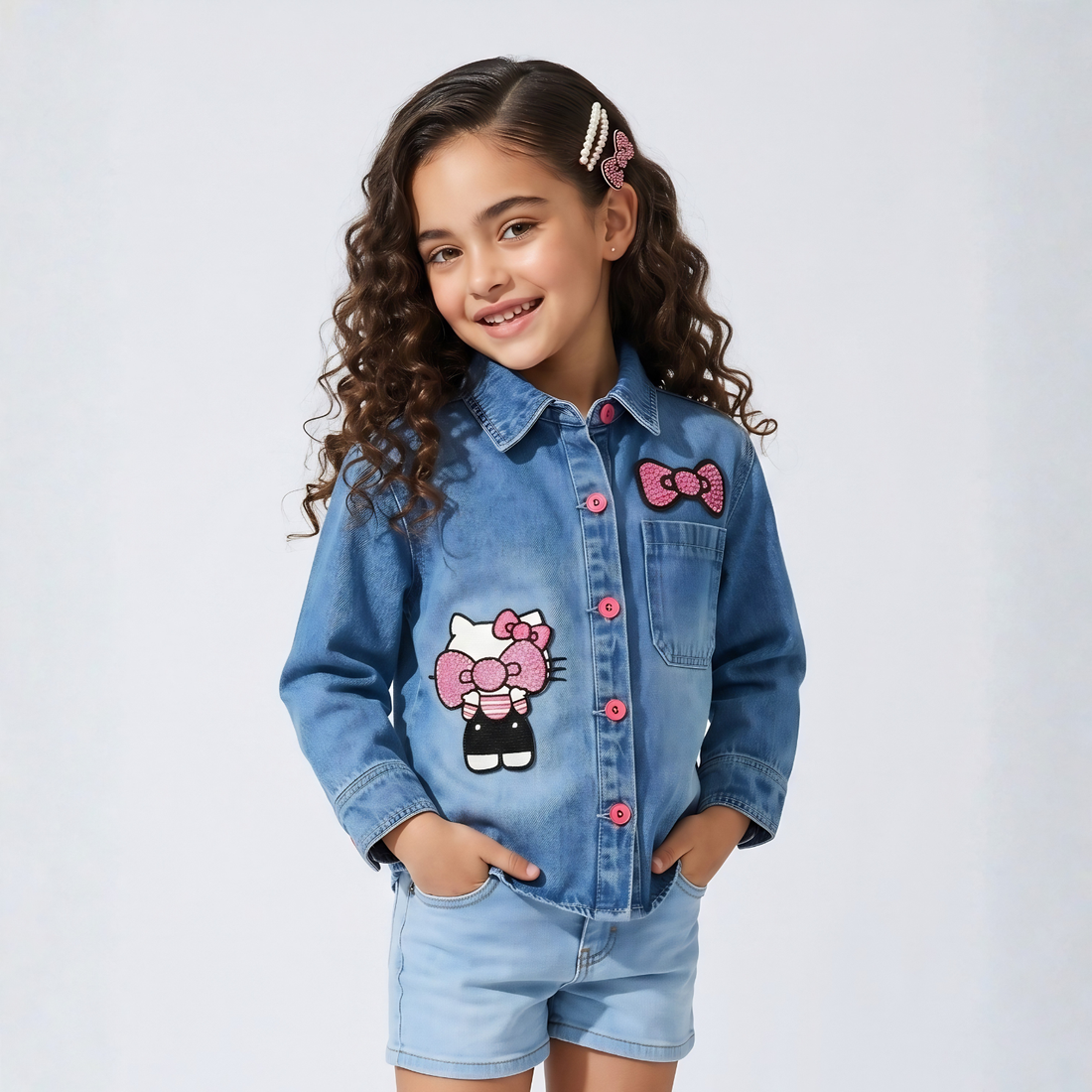Girls Cute Baby Denim Blue Shirt